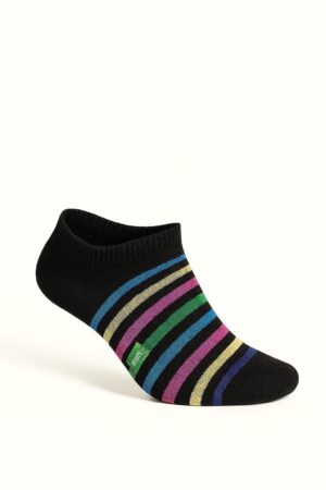 Renkli Simli Şeritli Patik Çorap
