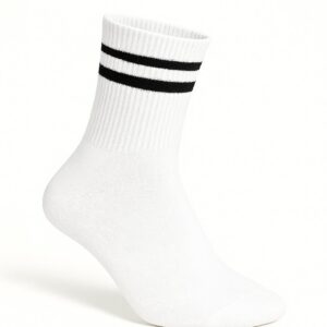 Beyaz Çift Şeritli Spor Çorap
